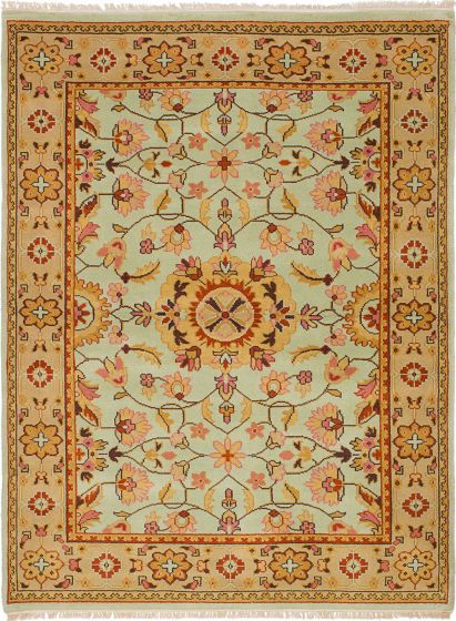 Traditional Blue Area rug 5x8 Indian Hand-knotted 237372