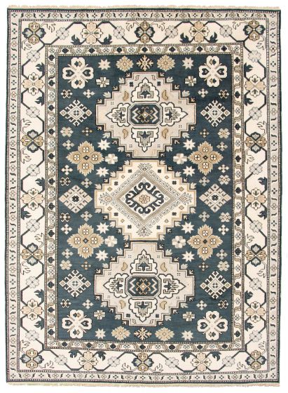 Bordered  Traditional Blue Area rug 9x12 Indian Hand-knotted 310209