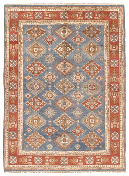 Bordered  Traditional Blue Area rug 9x12 Indian Hand-knotted 310369