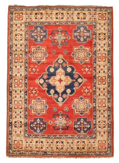 Bordered  Tribal Red Area rug 3x5 Afghan Hand-knotted 329316