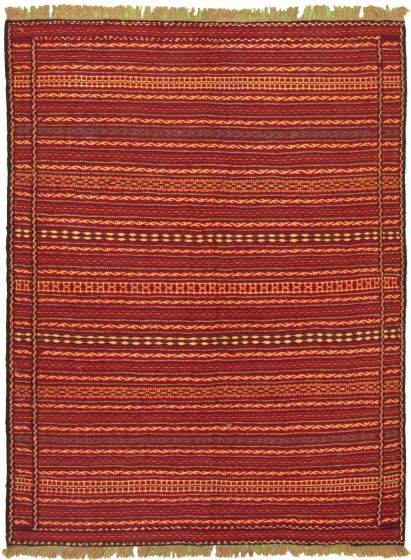 Flat-weaves & Kilims  Tribal Red Area rug 4x6 Turkish Flat-weave 333086