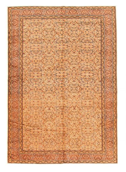 Bordered  Traditional Ivory Area rug 6x9 Turkish Hand-knotted 347577