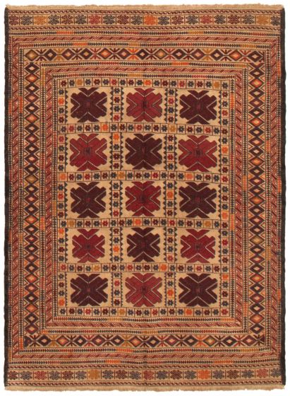Bordered  Tribal Red Area rug 3x5 Afghan Flat-weave 356396