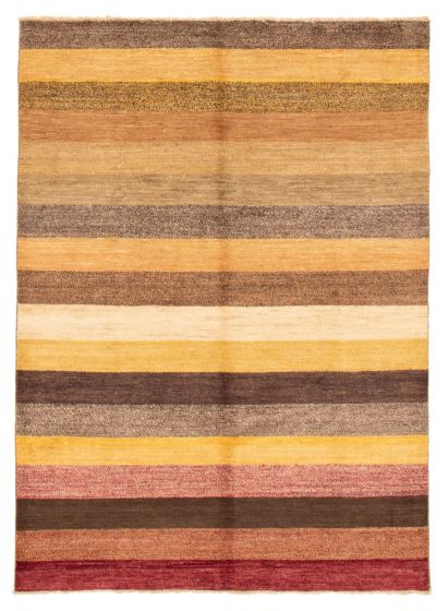 Stripes  Transitional Green Area rug 5x8 Pakistani Hand-knotted 362641