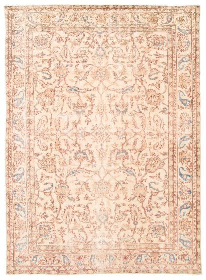 Traditional  Vintage Ivory Area rug 6x9 Turkish Hand-knotted 366778