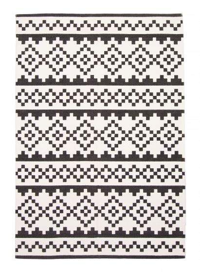 Geometric  Transitional Ivory Area rug 4x6 Indian Flat-Weave 375943