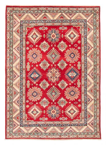 Bordered  Traditional Red Area rug 5x8 Afghan Hand-knotted 377985