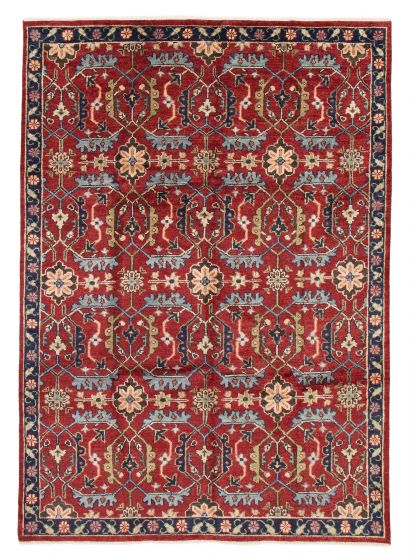 Bordered  Traditional Red Area rug 9x12 Indian Hand-knotted 378922