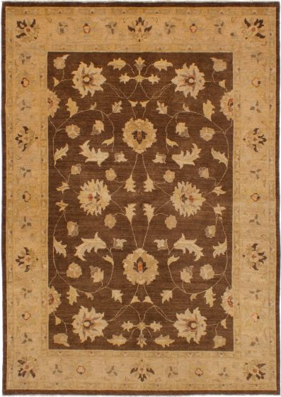 Bordered  Traditional Brown Area rug 6x9 Afghan Hand-knotted 268684