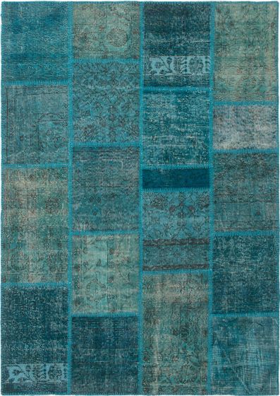 Casual  Transitional Green Area rug 5x8 Turkish Hand-knotted 296058