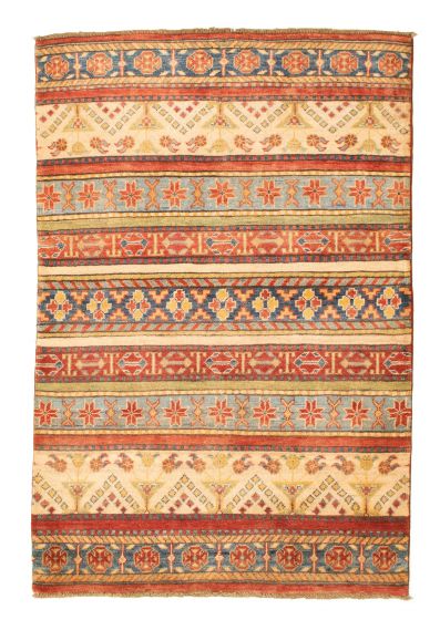Casual  Transitional Red Area rug 3x5 Afghan Hand-knotted 329298