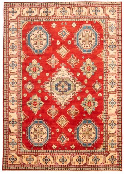 Bordered  Traditional Red Area rug 10x14 Afghan Hand-knotted 330111