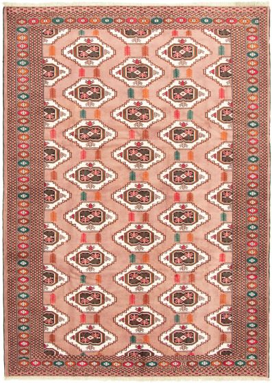 Bordered  Tribal Brown Area rug 6x9 Turkmenistan Hand-knotted 333988