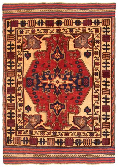 Bordered  Tribal Red Area rug 3x5 Afghan Hand-knotted 342599