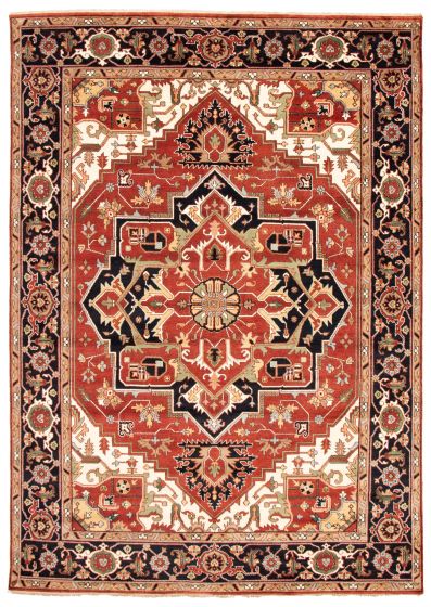 Bordered  Traditional Red Area rug 10x14 Indian Hand-knotted 344980