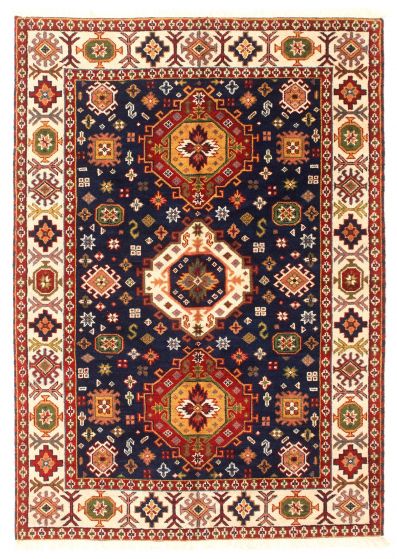 Bordered  Traditional Blue Area rug 5x8 Indian Hand-knotted 348561