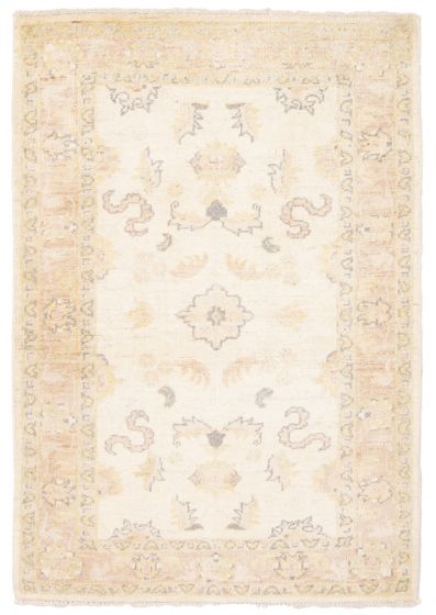 Bordered  Transitional Ivory Area rug 3x5 Pakistani Hand-knotted 374950