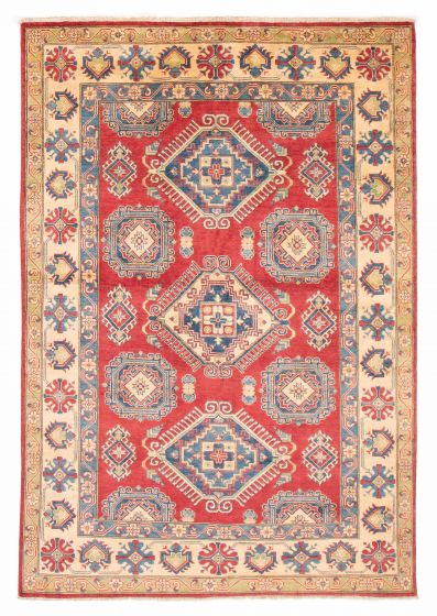 Bordered  Traditional Red Area rug 5x8 Afghan Hand-knotted 376709