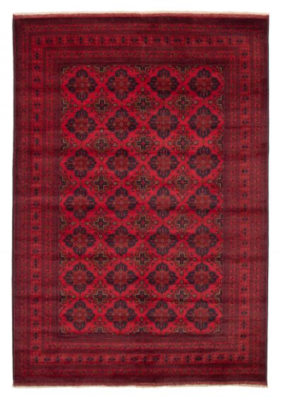 Bordered  Traditional Red Area rug 6x9 Afghan Hand-knotted 377999