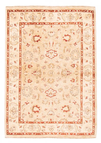 Bordered  Traditional Yellow Area rug 4x6 Afghan Hand-knotted 379430
