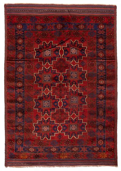 Geometric  Tribal Red Area rug 5x8 Afghan Hand-knotted 391716