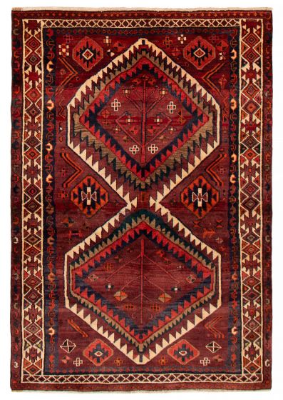 Geometric  Tribal Red Area rug 4x6 Turkish Hand-knotted 394016