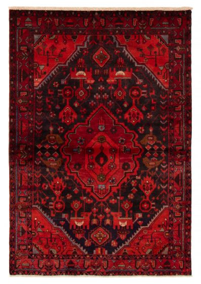 Traditional  Tribal Black Area rug 4x6 Turkish Hand-knotted 394173