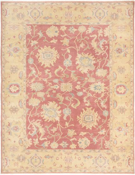 Bordered  Transitional Red Area rug 8x10 Turkish Hand-knotted 281089