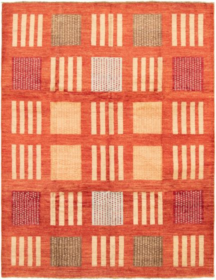 Transitional Red Area rug 8x10 Pakistani Hand-knotted 318549