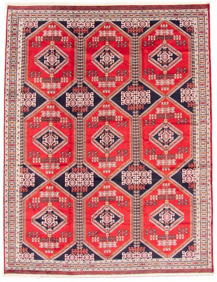 Bordered  Traditional Red Area rug 9x12 Persian Hand-knotted 324764