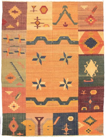 Casual  Transitional Brown Area rug 9x12 Turkish Flat-weave 335705