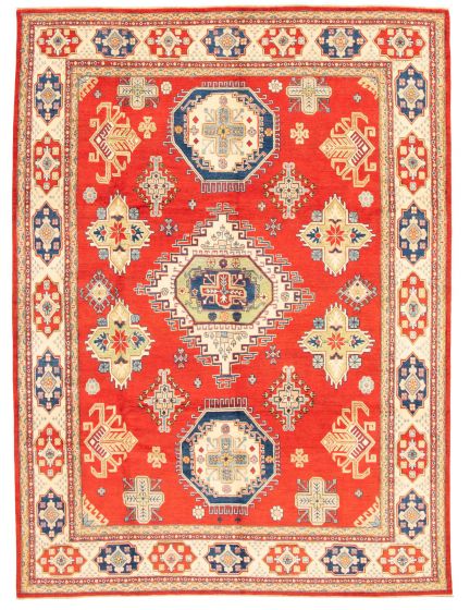 Bordered  Traditional Red Area rug 9x12 Afghan Hand-knotted 337106