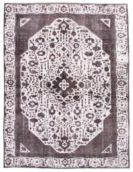 Bordered  Transitional Grey Area rug 8x10 Turkish Hand-knotted 342251