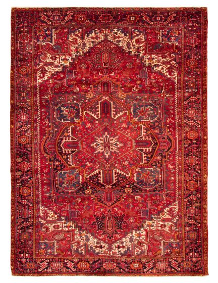 Bordered  Traditional Red Area rug 9x12 Persian Hand-knotted 370624