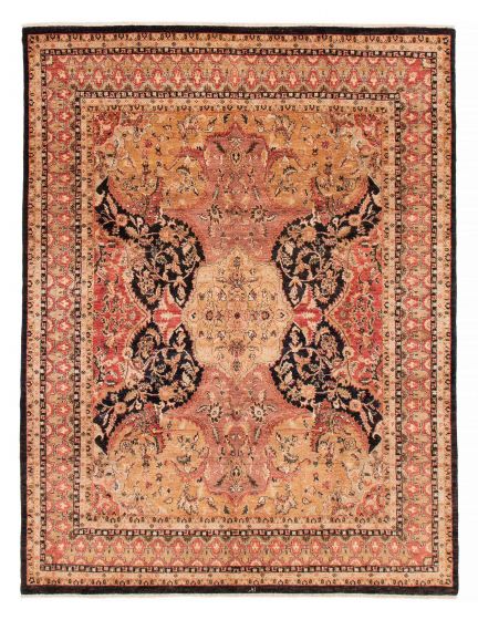 Bordered  Traditional Brown Area rug 6x9 Pakistani Hand-knotted 378442