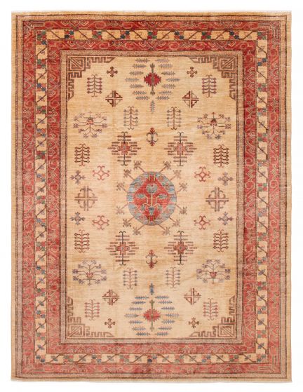 Traditional Ivory Area rug 8x10 Afghan Hand-knotted 389946