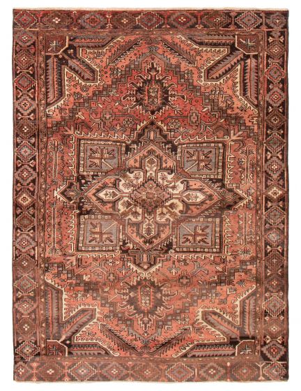 Geometric  Vintage Brown Area rug 6x9 Turkish Hand-knotted 390955
