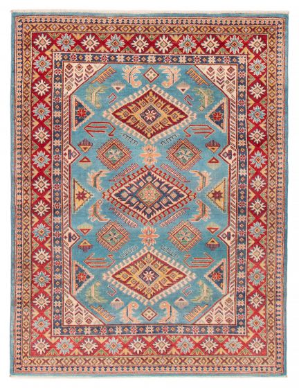 Bordered  Transitional Blue Area rug 4x6 Afghan Hand-knotted 392661