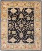 Bordered  Traditional Black Area rug 6x9 Afghan Hand-knotted 286231
