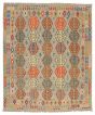 Bordered  Geometric Grey Area rug 6x9 Turkish Flat-weave 316340