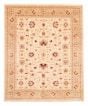Bordered  Traditional Ivory Area rug 6x9 Afghan Hand-knotted 379415