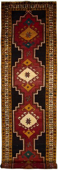 Bordered  Traditional Red Runner rug 13-ft-runner Persian Hand-knotted 265144