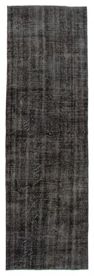 Overdyed  Transitional Black Runner rug 11-ft-runner Turkish Hand-knotted 360831