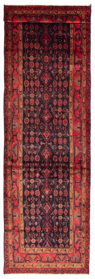 Bordered  Traditional Blue Runner rug 15-ft-runner Persian Hand-knotted 366235