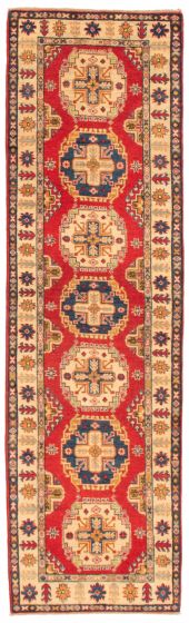 Bordered  Traditional Red Runner rug 10-ft-runner Afghan Hand-knotted 351000