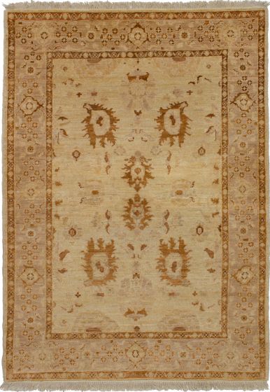 Bordered  Traditional Ivory Area rug 3x5 Afghan Hand-knotted 268658