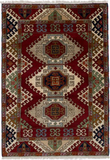 Bohemian  Geometric Red Area rug 3x5 Indian Hand-knotted 270682