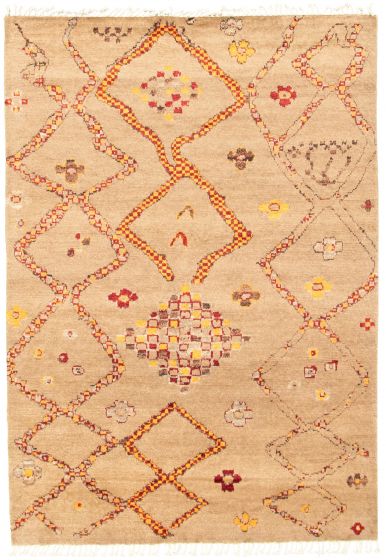 Moroccan  Tribal Brown Area rug 5x8 Pakistani Hand-knotted 310708