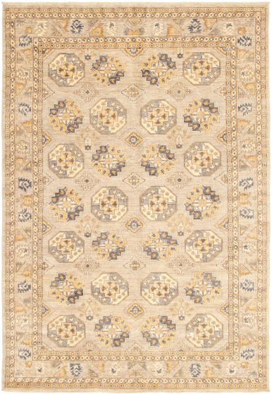 Bordered  Traditional Grey Area rug 5x8 Pakistani Hand-knotted 319849