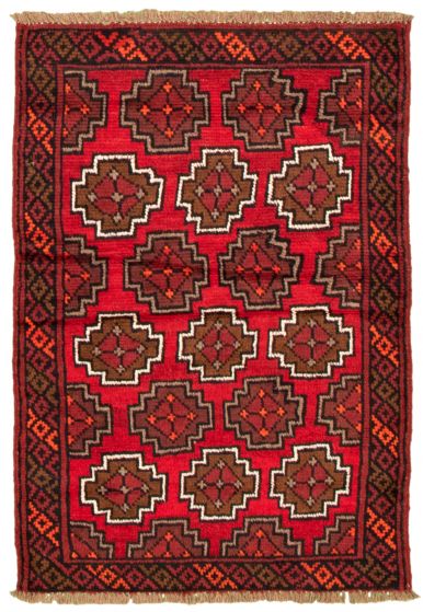 Bordered  Tribal Red Area rug 3x5 Afghan Hand-knotted 333507